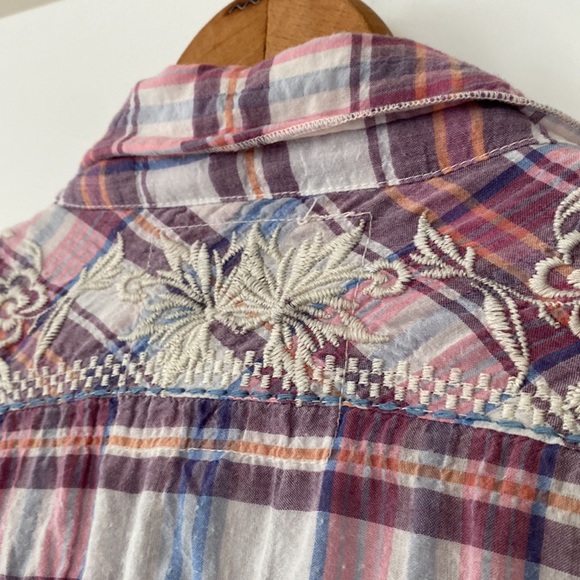 JOHNNY WAS 3J Workshop BRANDY CHIFFON FLOUNCE EMBROIDERED SHIRT W GAUZY HEM $268 - Picture 8 of 14